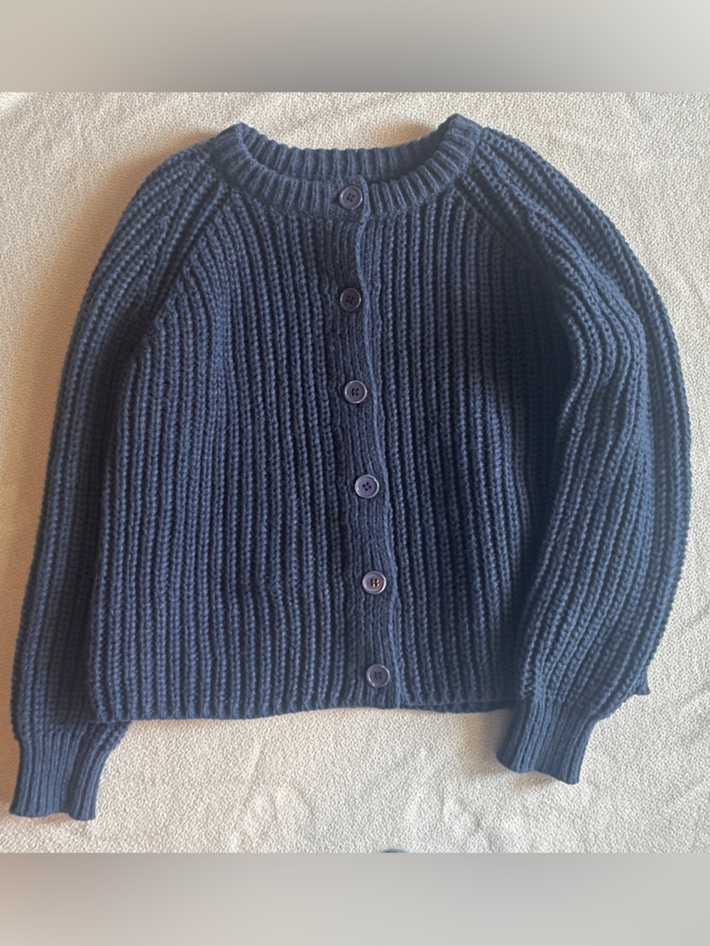 Unbranded Navy Ribbed Knit Button-Front Women's Sweater